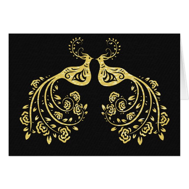 Förälskade påfåglar hälsningskort (Framsidan Horizontal)