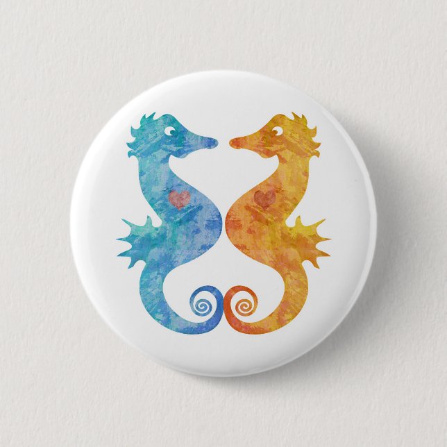 Förälskade Seahorses Knapp (Framsida)