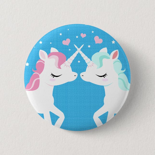 Förälskade Unicorns knäppas Knapp (Framsida)