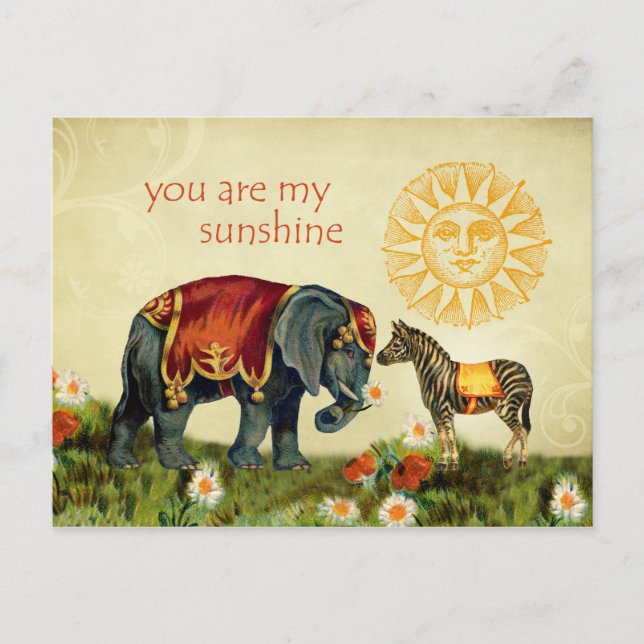 Förälskade vintagevalentindjur helg vykort (Framsida)