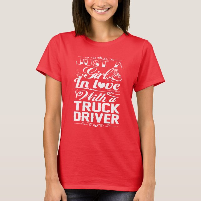 Förälskat med en Truckdriver Tee Shirt (Framsida)