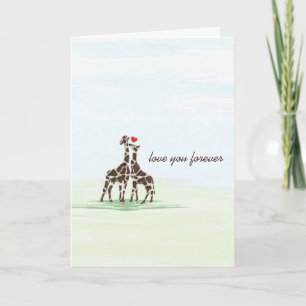 Förälskat valentinkort för giraff helgkort