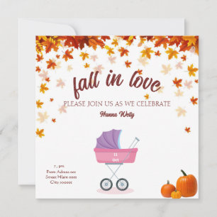 förälskelse Baby shower Kort, Liten tjej pumpa Inbjudningar
