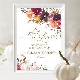 Förälskelse Pumpa Blommig Bröllop Välkommen Poster