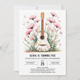 Förändrad akustisk ballad Guitar-födelsedag Inbjudningar