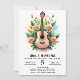 Förändrad akustisk ballad Guitar-födelsedag Inbjudningar