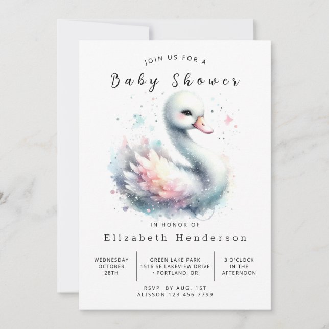 Förändrad Anpassningsbar Svan Baby Shower Inbjudningar (Framsida)