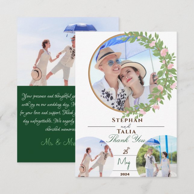 Förändrad Blommigt Elegance bröllop Tack Kort (Fram/baksida)