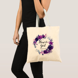Förändrad Blommigt Lila Flower Girl Monogrammed Tygkasse