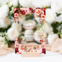 Förändrad Blommigt Scarlet Elegance Guld Quinceane