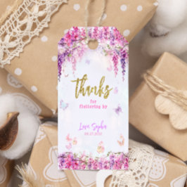 Förändrad Blommigt Wisteria Glitter Butterfly Presentetikett