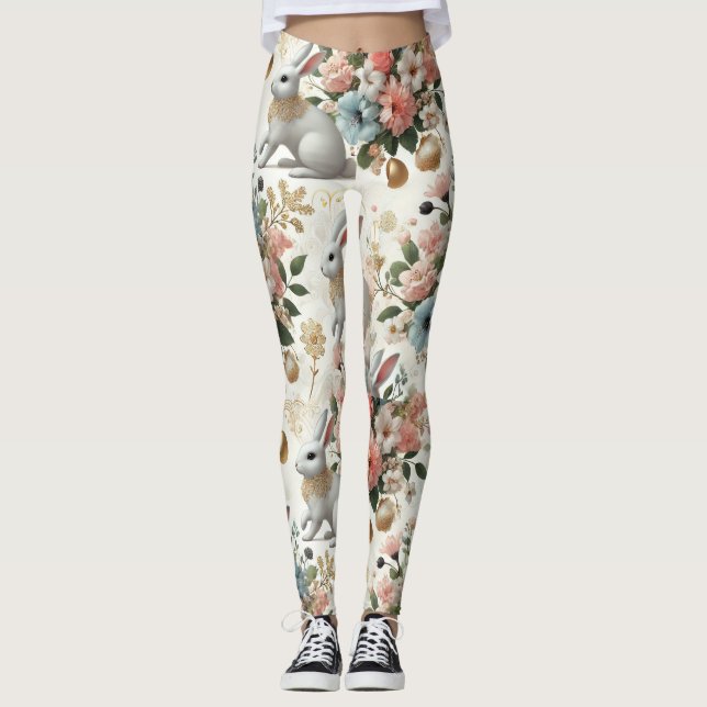 Förändrad Bunny & Blommigt Fantasy Leggings (Framsida)