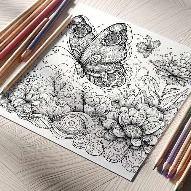 Förändrad Butterfly-sida Färg Poster (Butterfly coloring pages printable for adults by Do Tell A Belle)