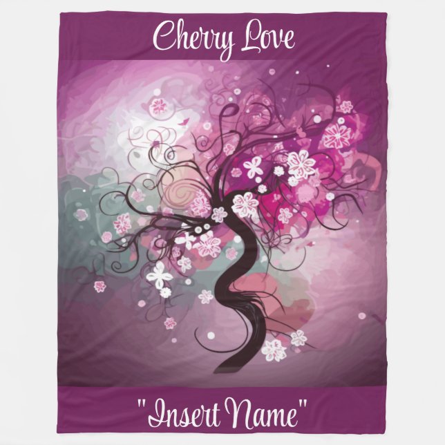 Förändrad Cherry Dance Fleecefilt (Framsidan)