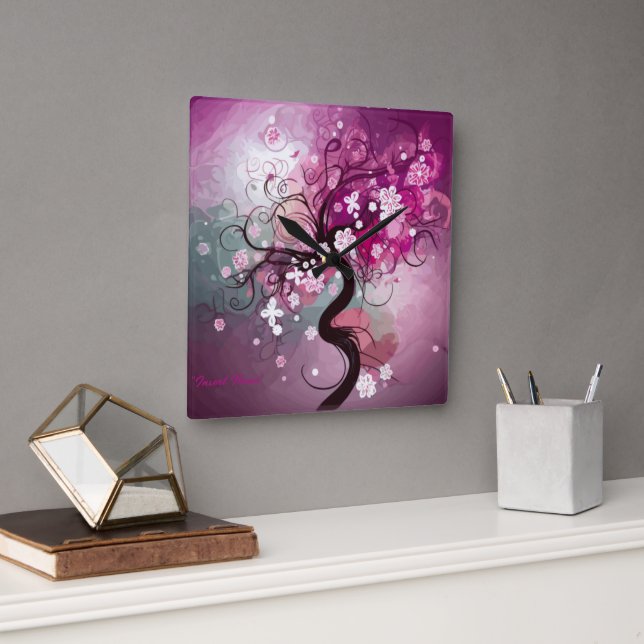 Förändrad Cherry Dance Fyrkantig Klocka (Kontor)