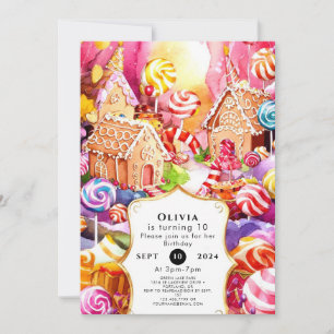 Förändrad Cute Candyland Birthday Inbjudningar