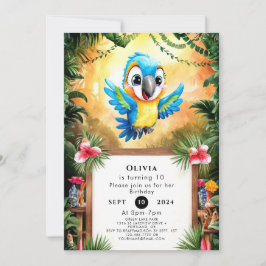 Förändrad Cute Parrot Birthday Inbjudningar