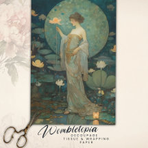 Förändrad Dam i en Magic Lotus Garden Decoupage