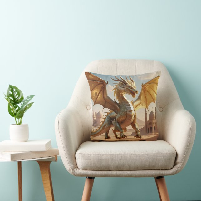 Förändrad Desert Dragon - Fantasy Dekorativ kudde (Stol)