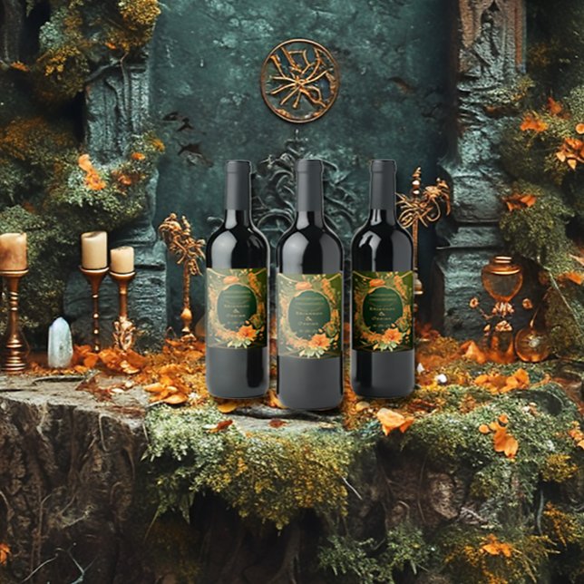 Förändrad Elegant Fall ThMeed Druid Backe Vinflaska Etikett (Skapare uppladdad)
