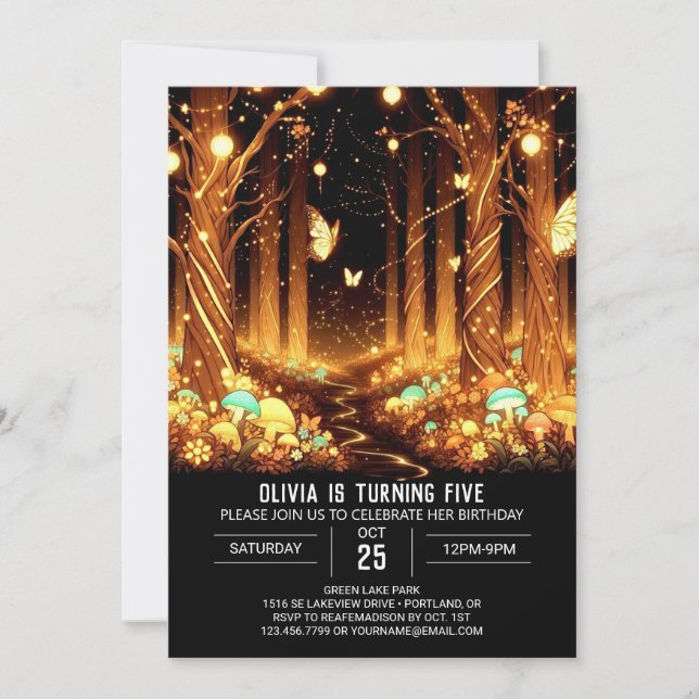 Förändrad Elegant Woodland Digital Birthday Inbjudningar (Framsida)