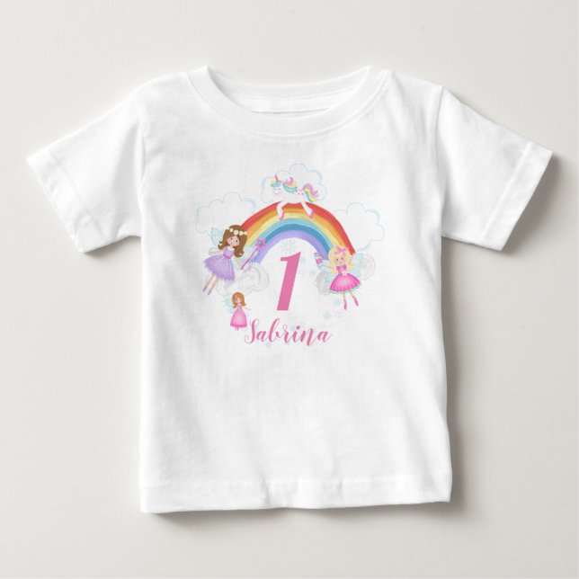 Förändrad Fairy Princess 1:a födelsedagen Namn och T Shirt (Framsida)