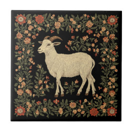 Förändrad folkdesigndesign för get och Blommigt Kakelplatta