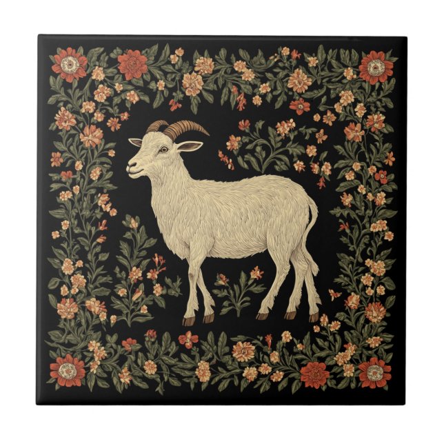 Förändrad folkdesigndesign för get och Blommigt Kakelplatta (Framsidan)