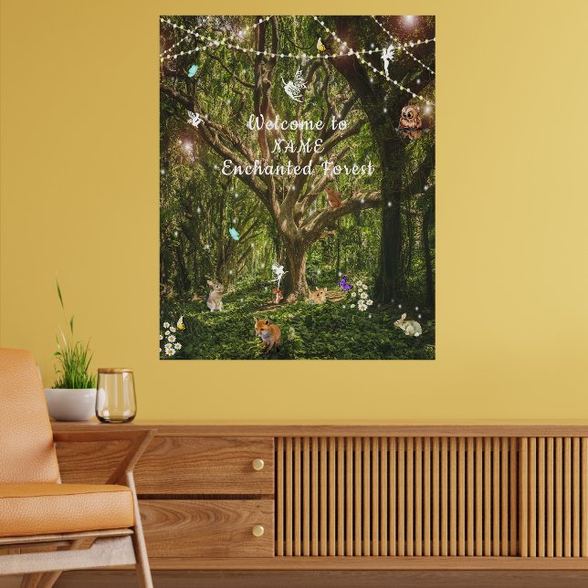 Förändrad Forest Älvors Bunny Butterflies Fox Poster (Vardagsrum 2)