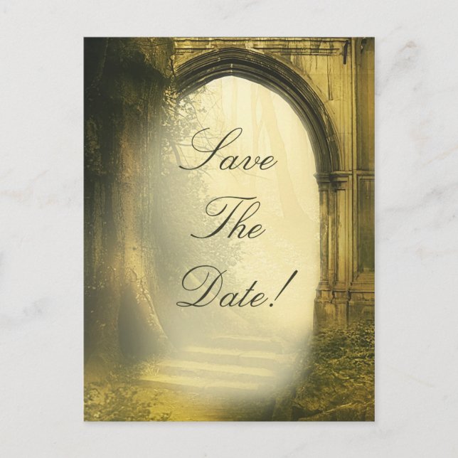 Förändrad Forest Arch Bröllop spara datum Meddelande Vykort (Framsida)