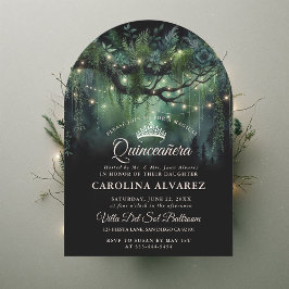 Förändrad Forest Arch Fairytale Grönt Quinceañera Inbjudningar