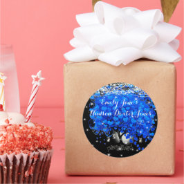 Förändrad Forest Blue Heart Löv Träd Bröllop Runt Klistermärke