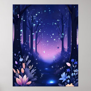 Förändrad Forest BLUE LILA THEME Poster