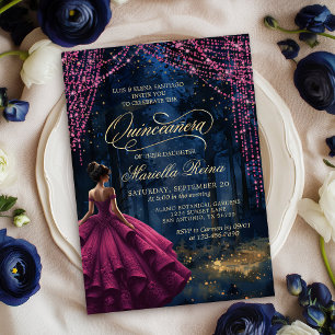 Förändrad Forest Burgundy Quinceañera Inbjudningar