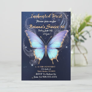 Förändrad Forest Butterfly Sweet 16-inbjudan Inbjudningar
