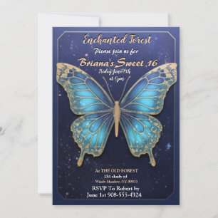 Förändrad Forest Butterfly Sweet 16-inbjudan Inbjudningar