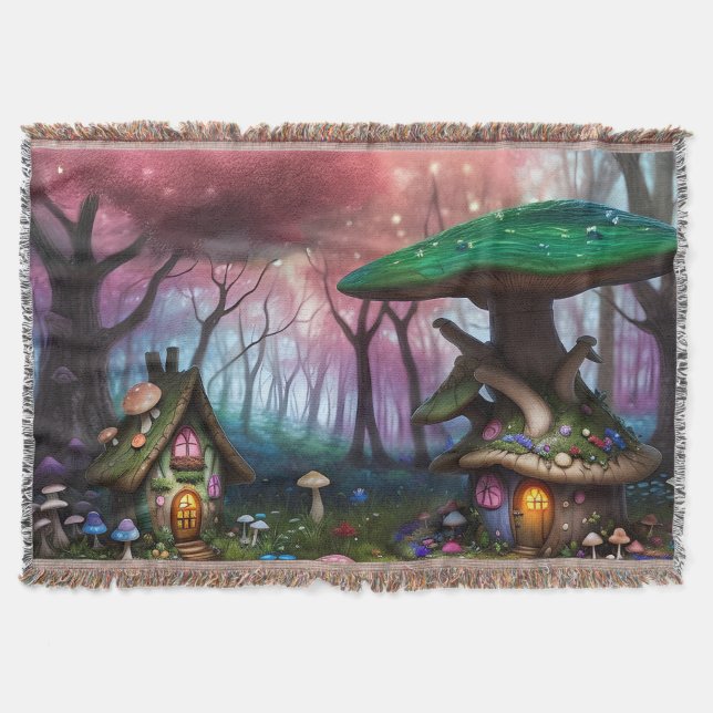Förändrad Forest Dreamscape Mushroom Fantasy Fairy Filt (Framsidan)