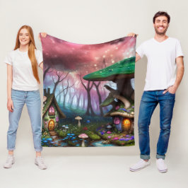 Förändrad Forest Dreamscape Mushroom Fantasy Fairy Fleecefilt