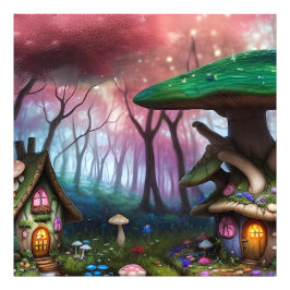 Förändrad Forest Dreamscape Mushroom Fantasy Fairy Fototryck