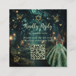 Förändrad Forest Emerald Grönt Bat mitzvah QR-OSA Tilläggskort
