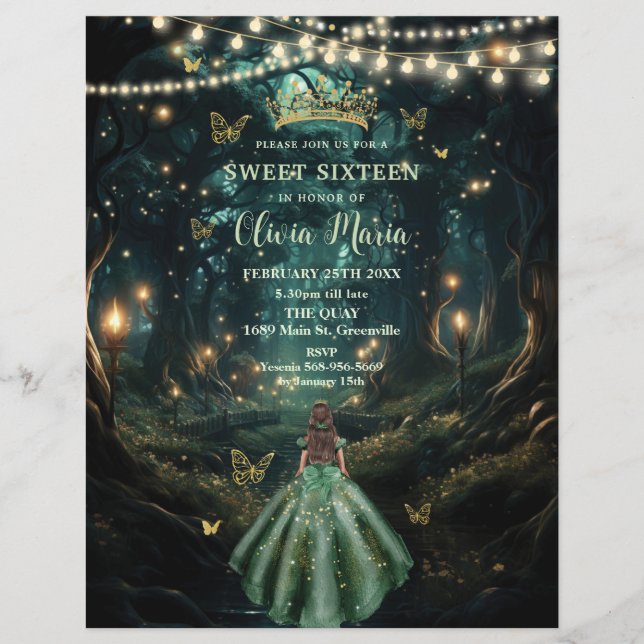 Förändrad Forest Emerald Grönt Dress Sweet 16 15 (Framsida)