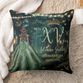 Förändrad Forest Emerald Grönt Quinceañera Bild Kudde