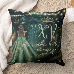 Förändrad Forest Emerald Grönt Quinceañera Bild Kudde