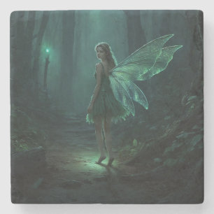Förändrad Forest Fairy Fantasy Art Stenunderlägg