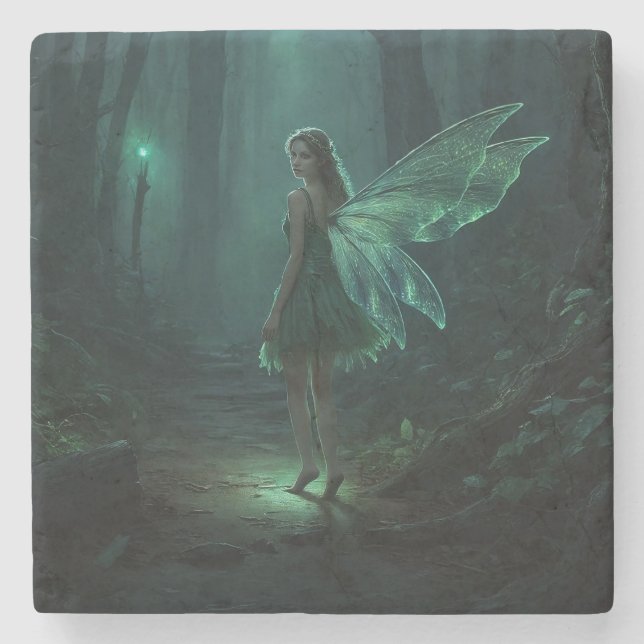 Förändrad Forest Fairy Fantasy Art Stenunderlägg (Framsidan)