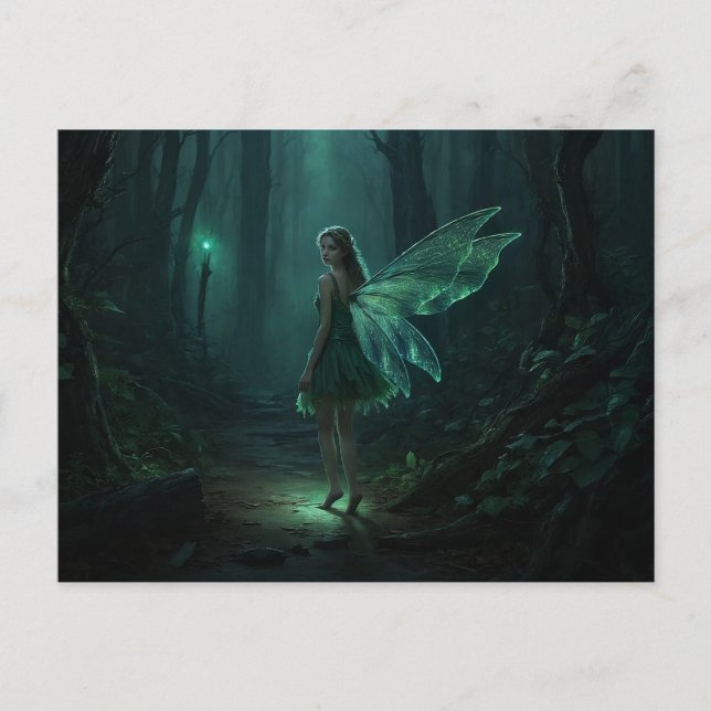 Förändrad Forest Fairy Fantasy Art Vykort (Framsida)