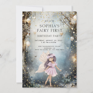 Förändrad Forest Fairy First Girl 1st Birthday Inbjudningar