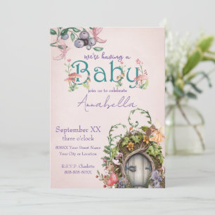 Förändrad Forest Fairy Garden Door på Rosa Inbjudningar
