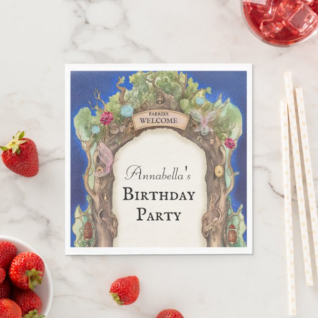 Förändrad Forest Fairy Garden på Nattens Himlar Pappersservett (Insitu)