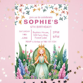 Förändrad Forest Fairy Princess Birthday Inbjudningar